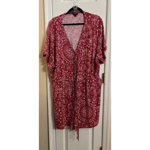 Torrid Red White Bandana Print Button Front Drawstring Waist Romper Plus Size 3X